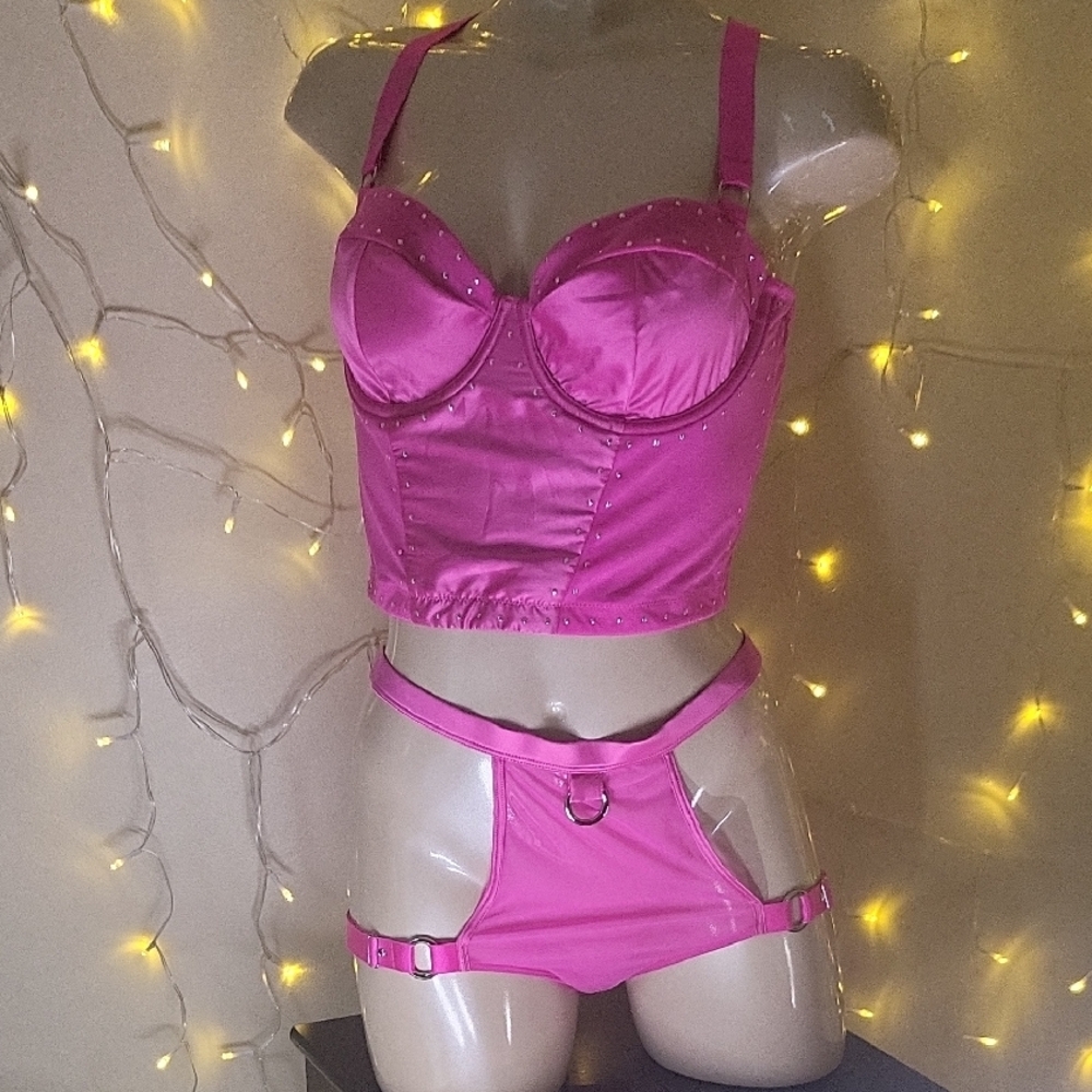 Parade Pink Satin Women's Lingerie Set